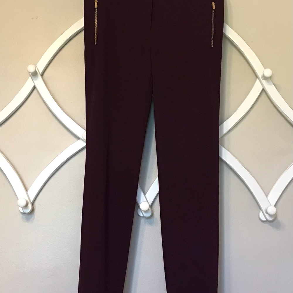 Calvin Klein Chic Purple Skinny Pants with Gold Zippers